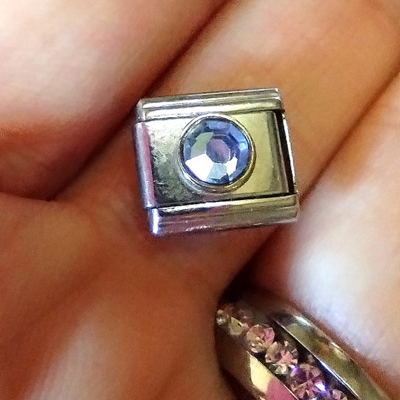 Jewelry - Aquamarine Gem Italian Stainless Steel Charm Link